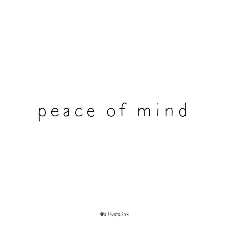 the words peace of mind against a white background