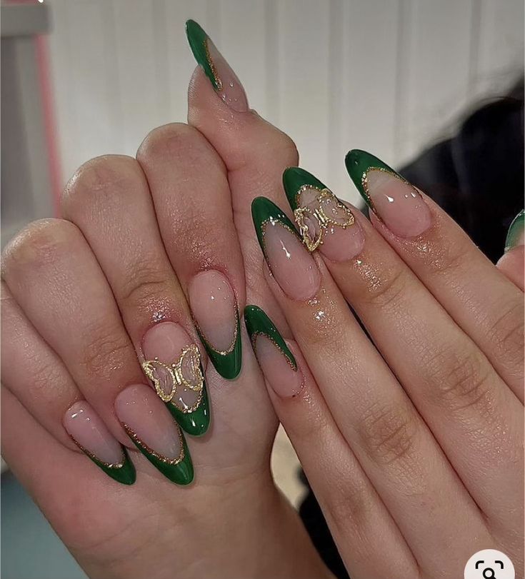 ￼   ￼  ￼   ￼ ￼ ￼ ￼ ￼ Quince Nails, Quinceanera Nails, Emerald Nails, Gold Acrylic Nails, Green Acrylic Nails, Dark Green Nails, Long Nail Designs, Prom Nails, Christmas Nail