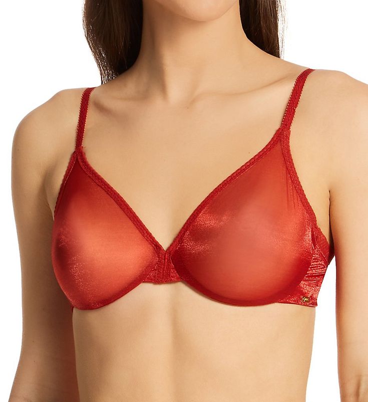 This underwire bra features sheer stretch cups with a hint of shine. Diamond patterning along the top edges provides a luxurious touch. Made of polyester, polyamide and elastane. Unlined (unpadded), see-through underwire cups provide shape and support. Stretchy molded cups provide a custom fit for each breast and are a great solution if you're not quite even. Inner side support slings on DD-G cups only. Elasticized top cup edge for a more custom fit. Bandless front is less bulky for petites and Sheer Mesh Fitted Bra, Sheer Mesh Underwire Bra, Sheer Full Coverage Stretch Bra, Sheer Full Coverage Fitted Bra, Sheer Full Cup Bra, Sheer Fitted Push-up Bra, Sheer Fitted Underwire Bra, Sheer Push-up Bra, Partially Lined Stretch Underwire Bra