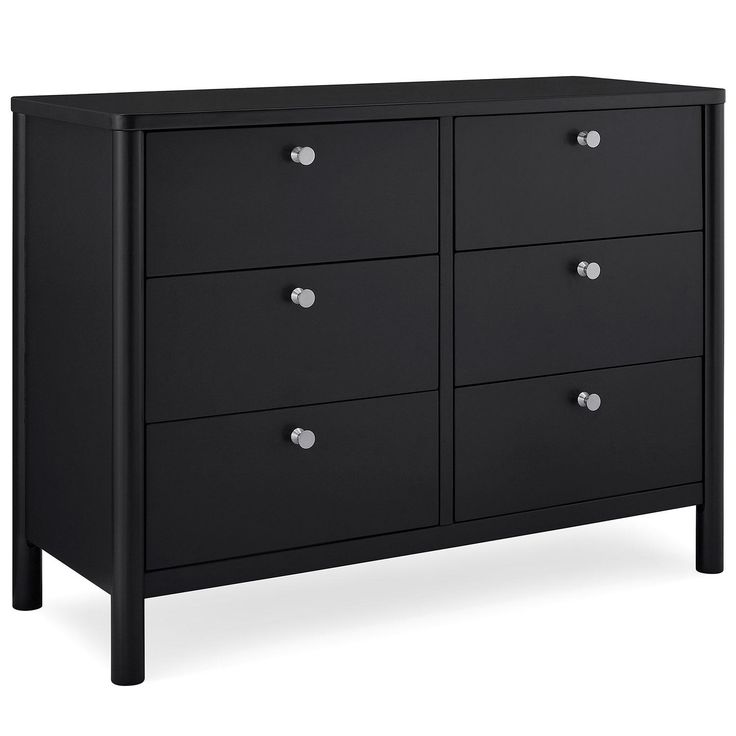 a black dresser with four drawers and two doors