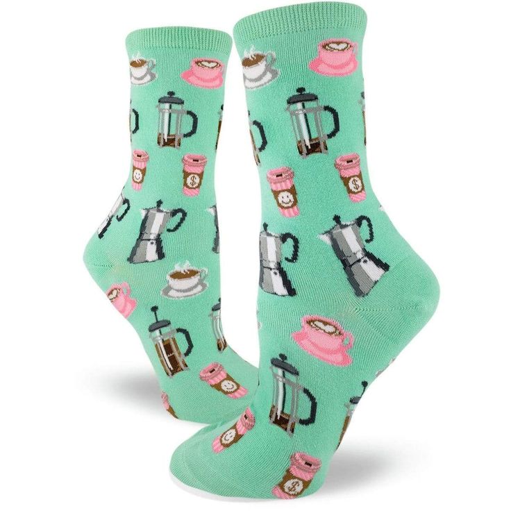 Coffee Women's Crew Sock Green French Presses, Doc Martens Outfit, Sock Collection, Sock Lovers, Fishnet Socks, Green French, Women Crew Socks, Coffee Pots, Brown Coffee