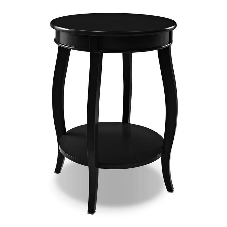 a small black table with a shelf underneath it