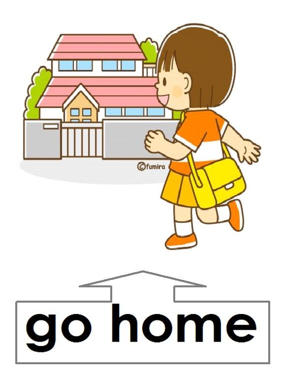 the word go home is written in black and white with a cartoon girl carrying a yellow purse