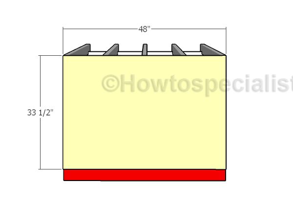 a drawing of a yellow and red box with the measurements for each item in it