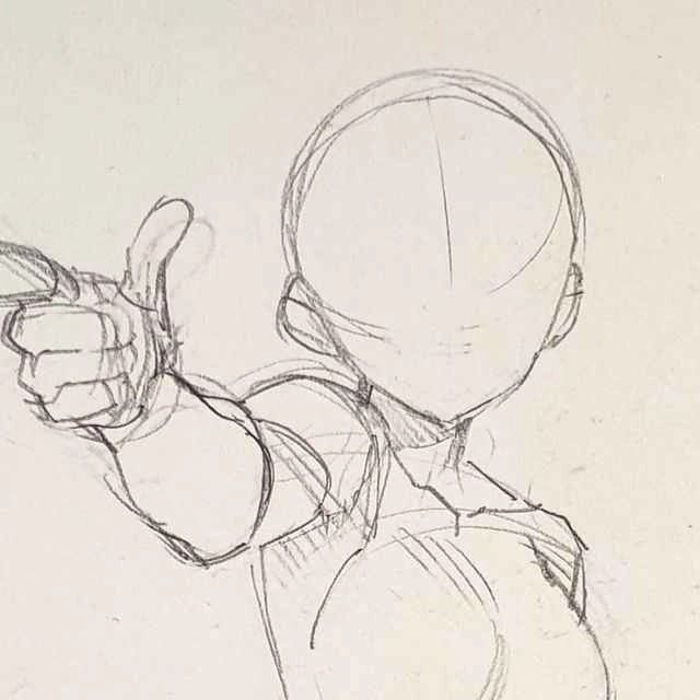 a drawing of a person pointing at something