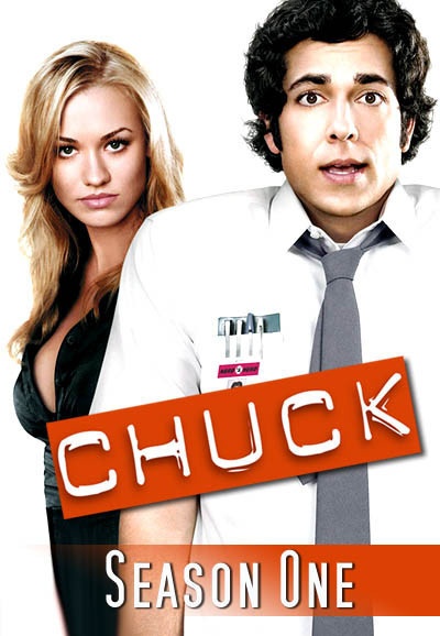 the poster for chuck season one shows a man and woman standing next to each other