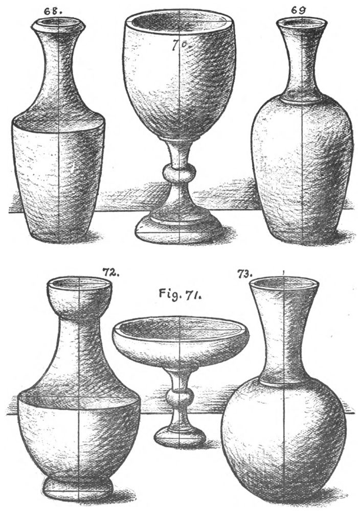 four different vases are shown in black and white, each with a cup on the bottom