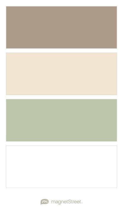 the color palette is neutral, green and brown