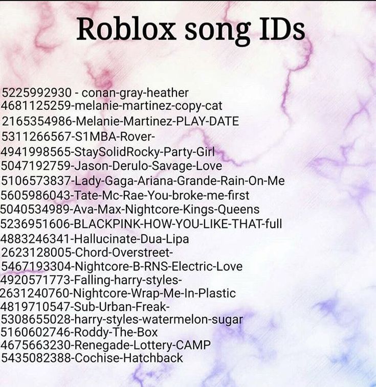 the words roblox song ids are written in black and white on a purple marble background