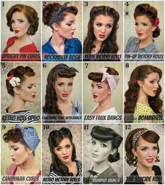 Rockabilly Hair Stile Pin Up, Cabelo Pin Up, Modern Pin Up Style, Retro Hairstyles Tutorial, Halloween Hairstyles, 50s Hairstyles, Makeup Tip, Rockabilly Hair, Pin Up Hair