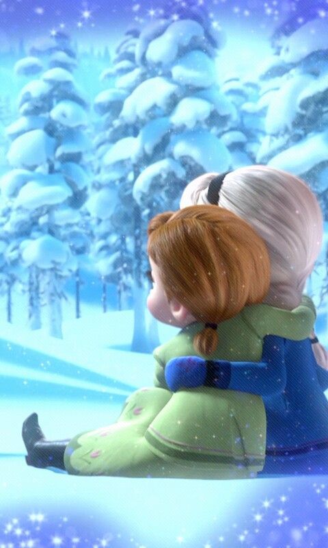 two children are sitting in the snow with their backs to each other