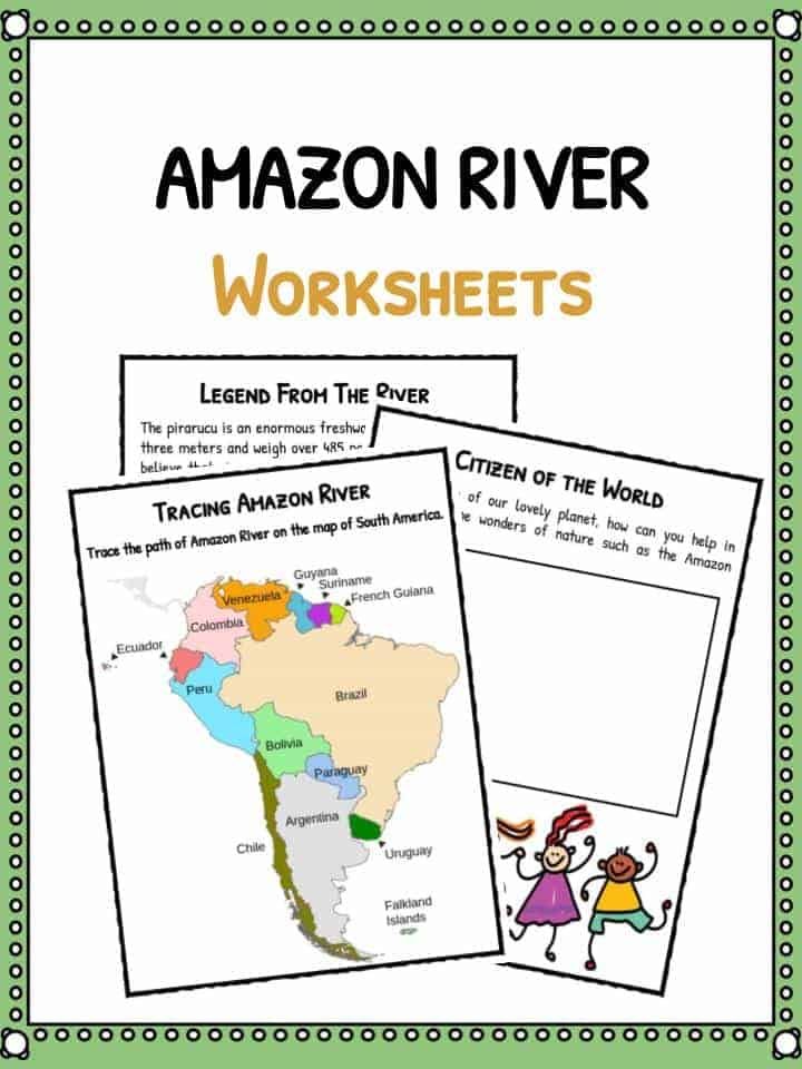 an amazon river worksheet with two pictures of the map and text on it