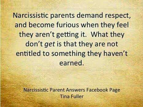 a quote on narcissistic parents demand respect and become curious when they feel they aren't getting it