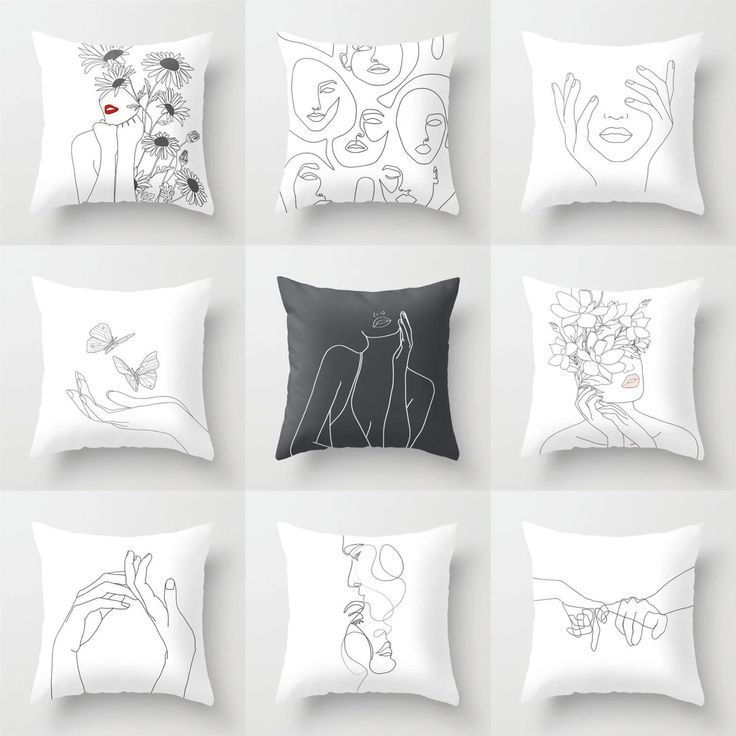 Square Portrait, Black And White Pillows, White Pillow Covers, Contemporary Pillows, Printed Cushion Covers, Sofa Cushion Covers, Cushion Pattern, Printed Cushions, Cushion Pillow