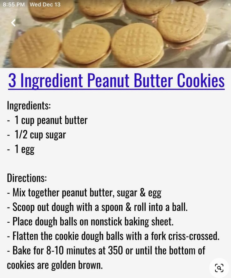 three ingredient peanut butter cookies recipe