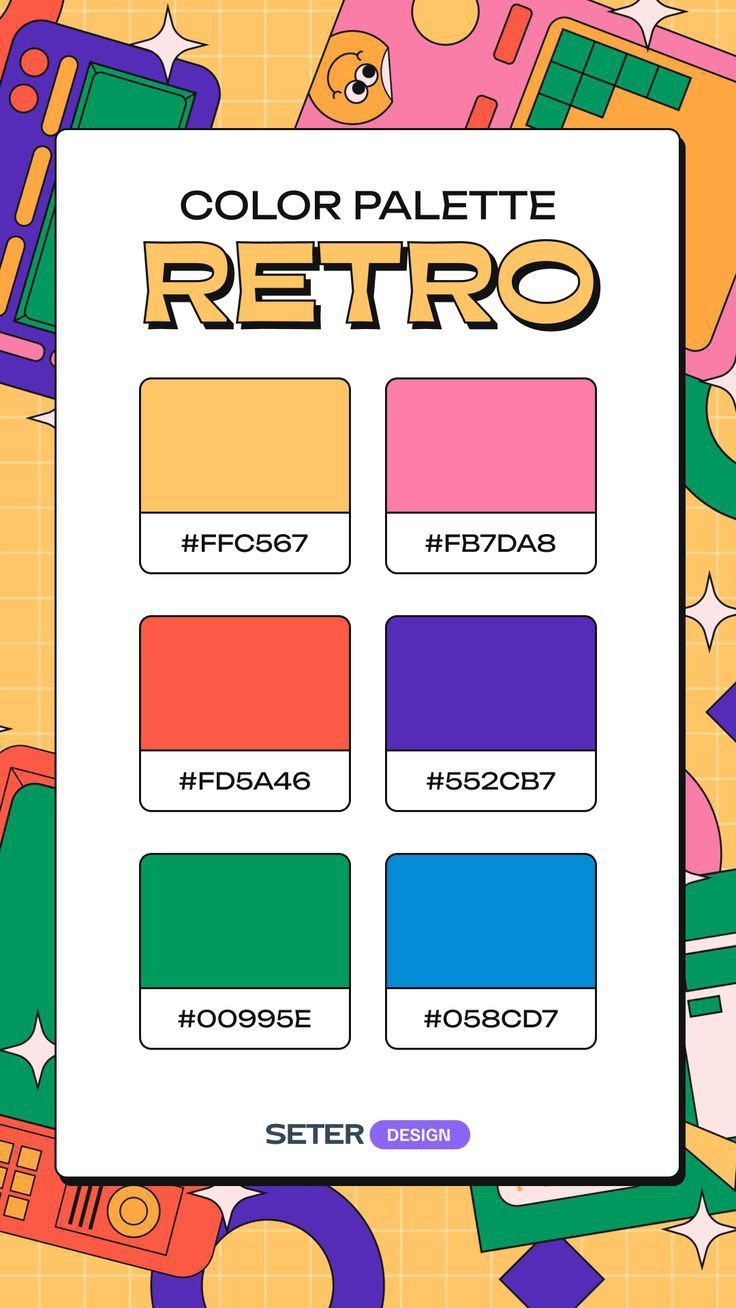 the color palette for retro is shown here