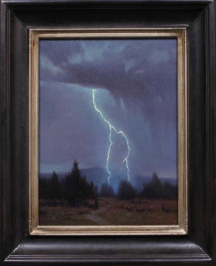 a painting of a lightning bolt in the sky