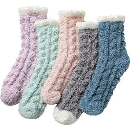 5 Pairs Fuzzy Socks Slipper Socks Microfiber Sleeping Socks Soft Home Winter Socks For Women Feature: Material:Polyester Free Size:20CM/7.9" Length, for adult. One size fit most,stretchy Soft and fashionable Very comfortable Stretch Fabric,a perfect gift to yourself or friends. Pls Note:Different computer have different monitor,the color may be a little difference. Thanks for your understandings. size:25g Package:Packing 5 pair/bag Weight:50g Package Content: 5 Pair Socks Color: Multicolor.  Gen Sleeping Socks, Slipper For Women, Fleece Socks, Bed Socks, Fluffy Socks, Non Slip Socks, Comfy Socks, Toddler Socks, Soft Slippers