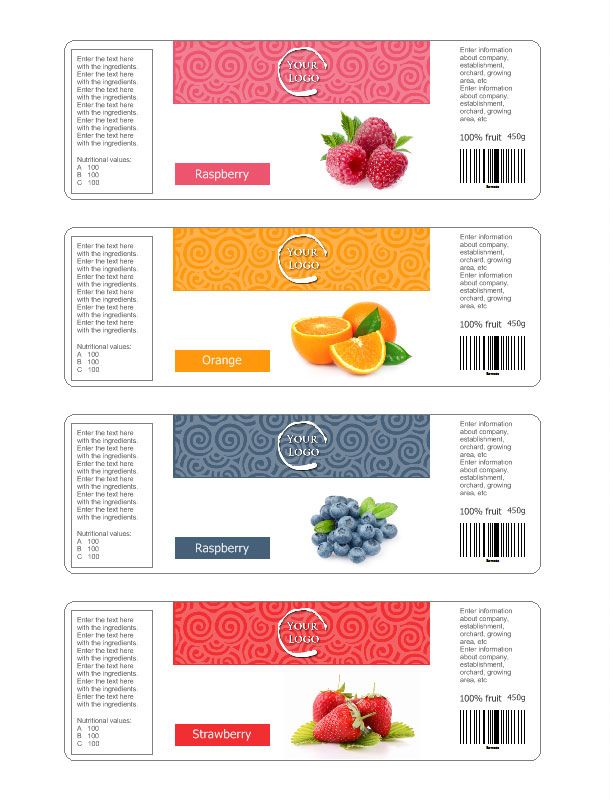 three coupons with fruits and berries on them