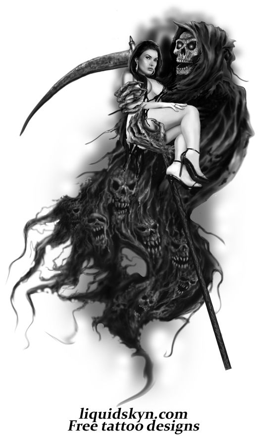 a black and white drawing of a woman with a demon on her back holding a knife