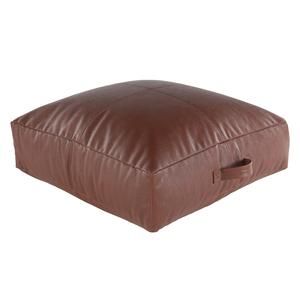 a brown leather square ottoman cushion