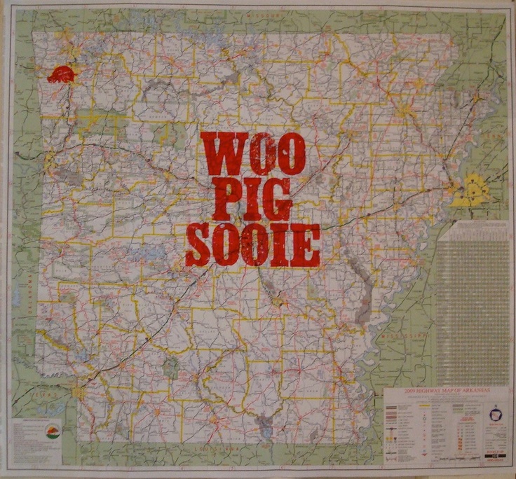 a large map with the words woo pig sooe on it's back side