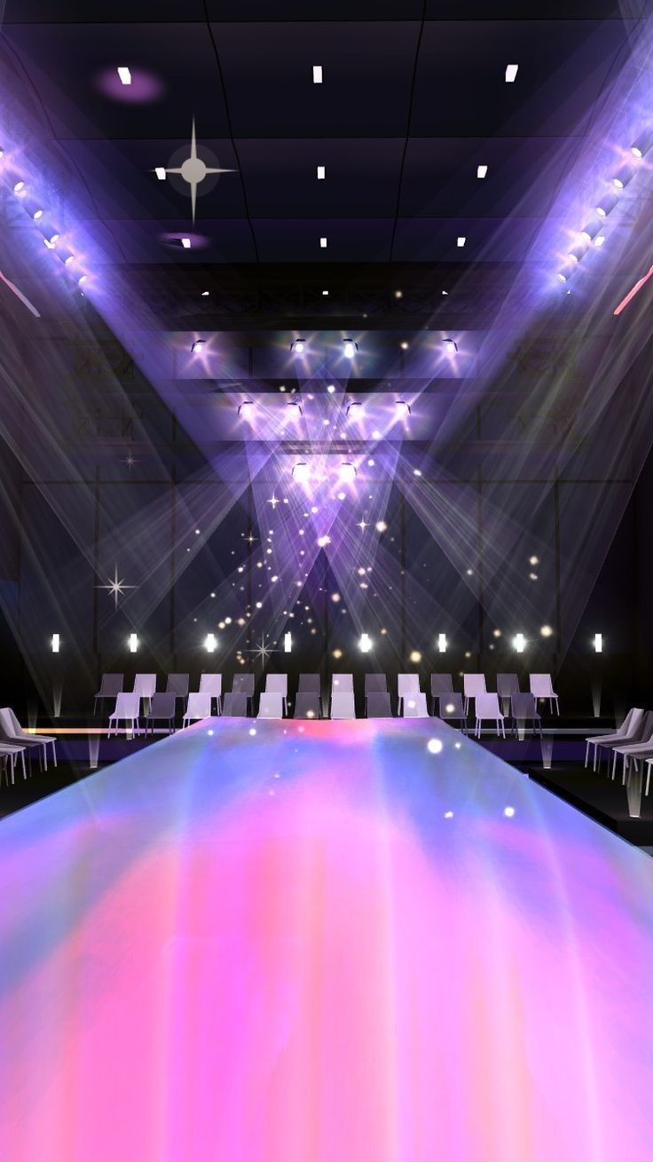 an empty dance floor with chairs and lights