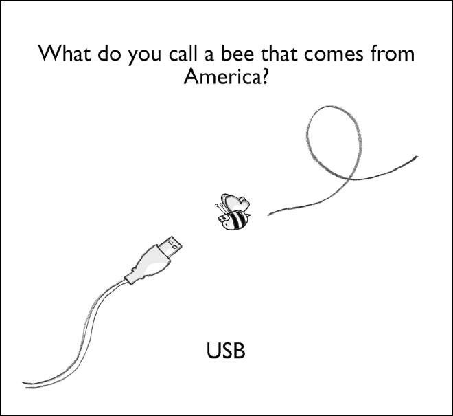 a drawing of a bee flying through the air with an electric cord attached to it