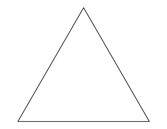 a triangle is shown in black and white, with one side facing the other way