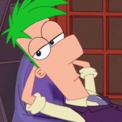 a cartoon character with green hair and glasses