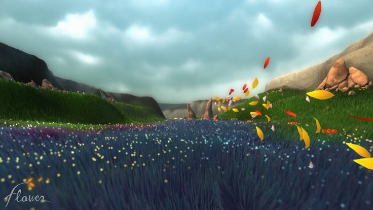 an animated image of a field full of flowers