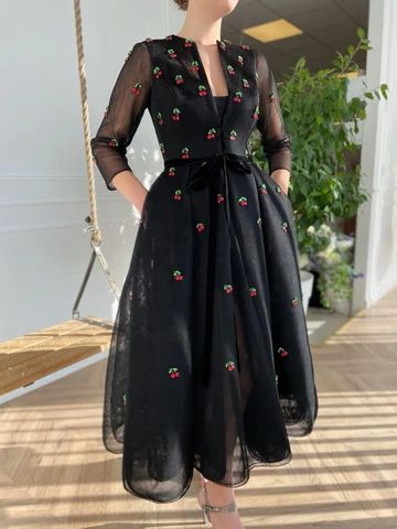 FallWinter 20' | Teuta Matoshi Teuta Matoshi, Aria Dress, Long Sleeve Evening Dresses, Spring Women, Tulle Fabric, Tea Length, Prom Gown, Square Neck, Casual Women