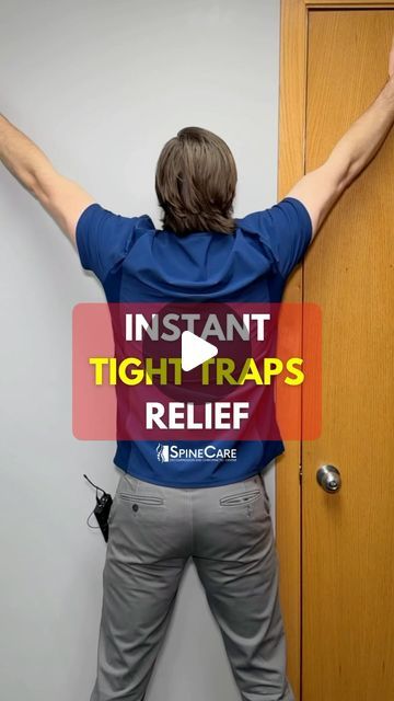 a man standing in front of a door with his arms outstretched and the words instant tighttraps relief