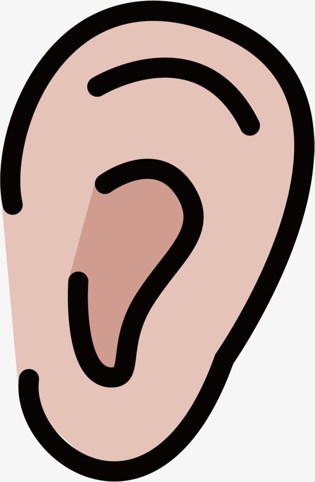 a black and white ear clipart with the word ear on it's side