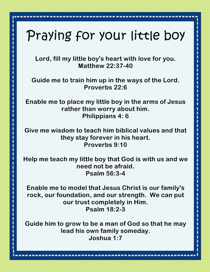 a prayer card with the words praying for your little boy