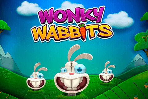 the logo for wonky wabbits is shown in front of an image of two rabbits