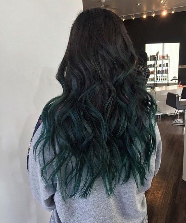 My emerald green balayage hair done at Fox & Beau Salon by Phil. Dark Green Hair, Highlights Ideas, Balayage Color, Blue Highlights, Wacky Hair, Ombré Hair, Hair Color For Women, Hair Color Highlights, Hair Treatments