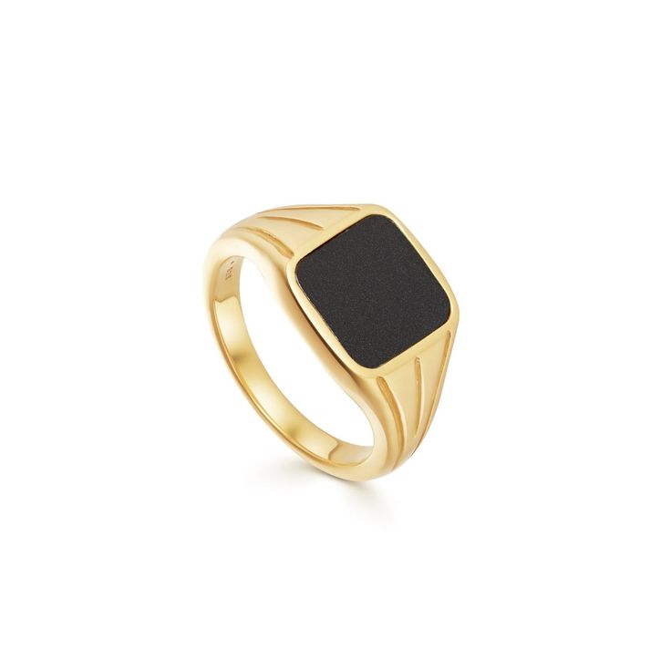 This vintage-inspired signet ring channels transformation with its striking malachite gemstone. Crafted from 18ct gold plated vermeil on sterling silver, it makes a bold statement on its own or adds depth to delicate stacks.  The 11mm malachite stone is set on a 1.8mm band, beautifully weighing 6.2g. Black Signet Ring, William Black, Lucy Williams, Leaf Engagement Ring, Spinel Gemstone, Gold And Silver Rings, Black Spinel, Sapphire Engagement, Open Ring