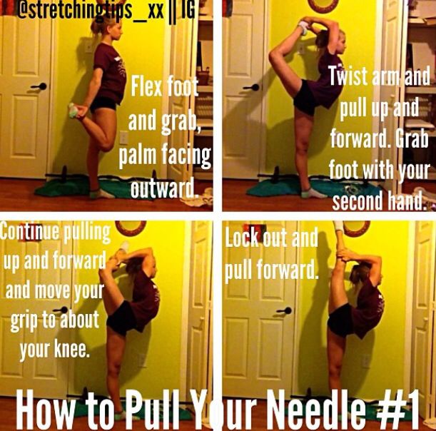 a woman is doing exercises with a frisbee in her hand and the words, how to pull your needle 1