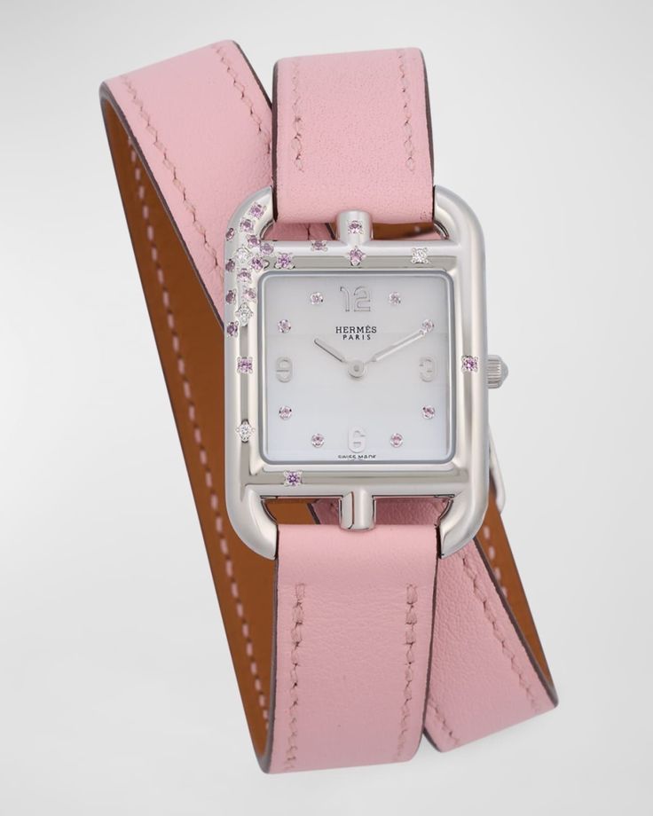 Hermes Watch, Chanel Watch, Hermes Jewelry, Pink Watch, Fancy Jewellery Designs, Hermes Accessories, Amazing Watches, Designer Watches, Diamond Jewelry Designs