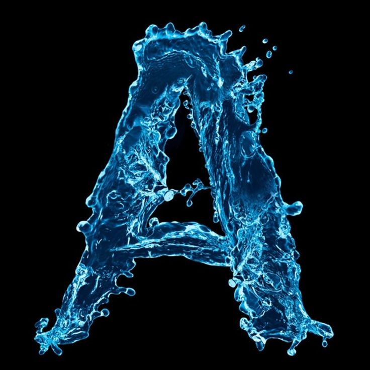 blue water splashing on the letter