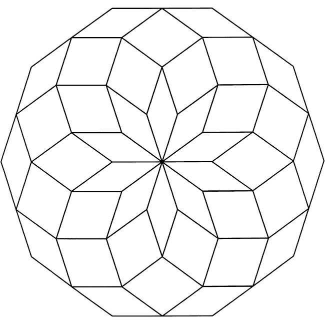 a black and white drawing of a diamond in the shape of a pentagon, on a white background