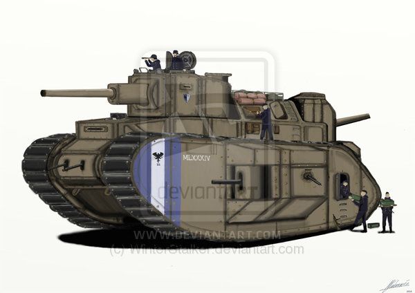 a drawing of a man standing next to a tank