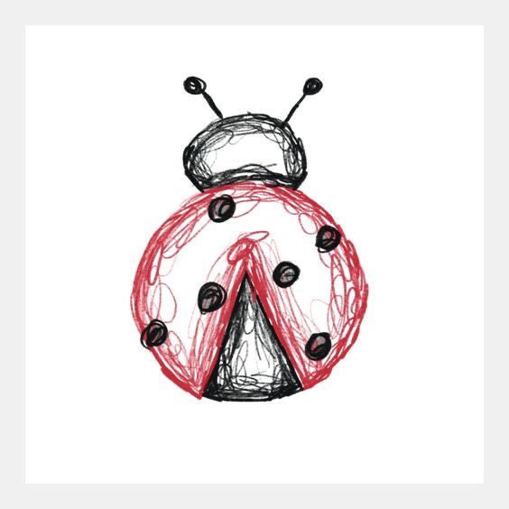 a drawing of a ladybug on a white background