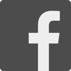 the facebook logo is shown in white on a gray background with an arrow pointing to it