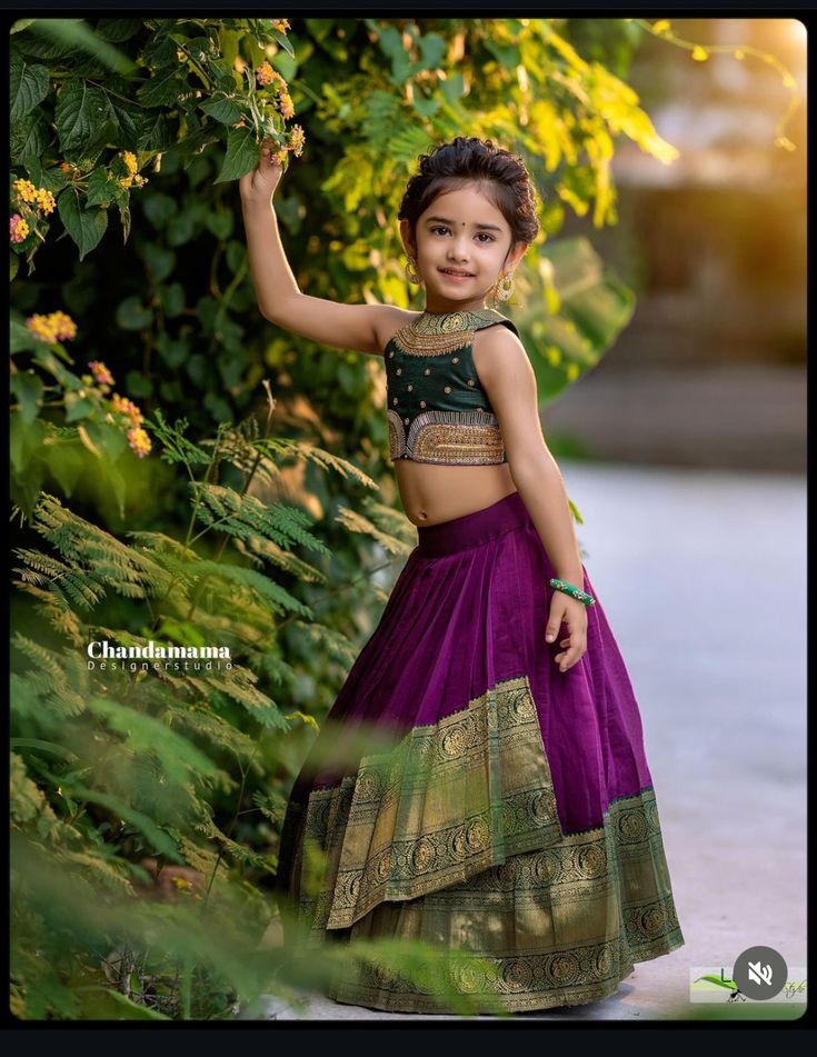 Kids Frocks Design Traditional Indian, Pattu Frocks For Kids, Pattupavada For Kids, Kids Traditional Wear Indian, Kids Pattu Langa Designs, Pattu Langa For Kids, Pattu Lehenga For Kids, Kids Traditional Dress, Kids Lehanga Design