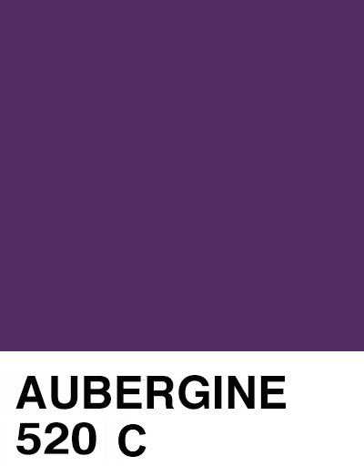 a purple color with the words aubergine in black and white on it