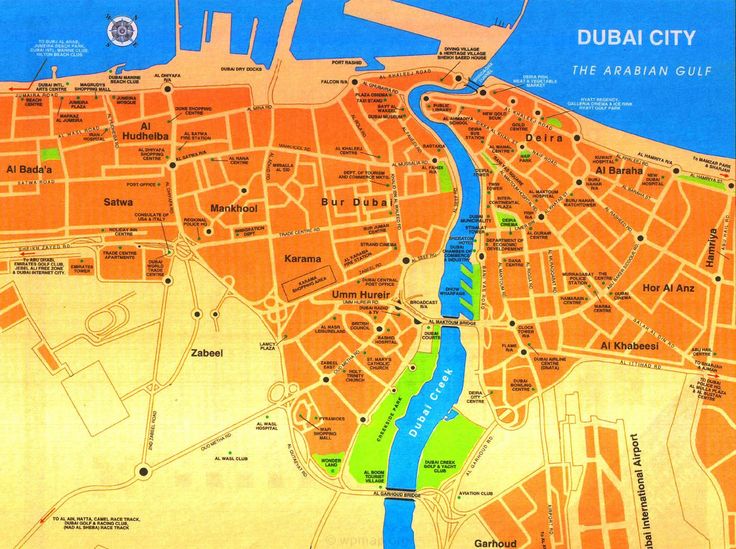 a map of the city of dubai, with rivers running through it and ...