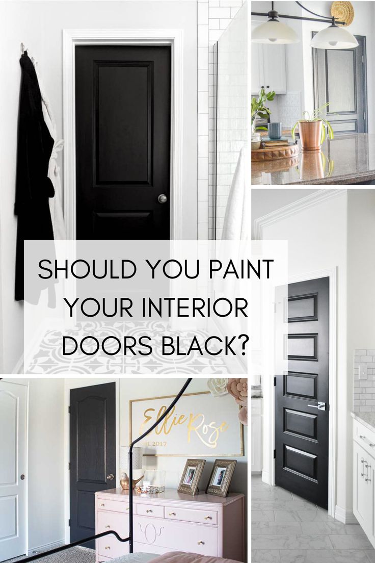 black doors and white walls with the words should you paint your interior doors black?