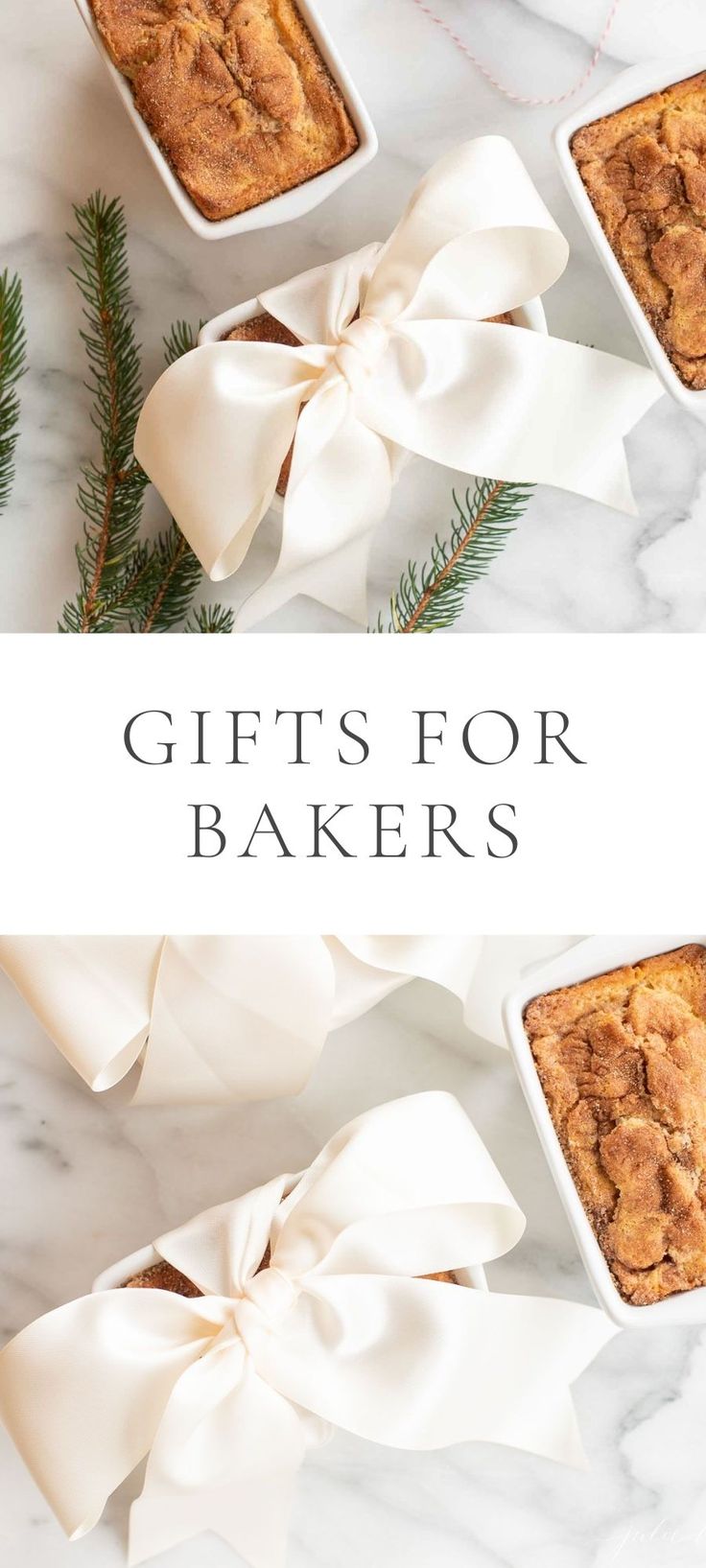 the words gifts for bakers are in front of two small dishes with baked goods